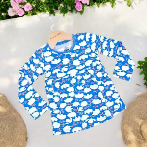 Vestido Azul Estampado Infantil Kalia Modas