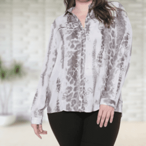 Blusinha Gris Animal Print Kalia Modas