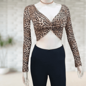 Cropped Animal Print M/ Longa C/ Bojo Kalia Modas